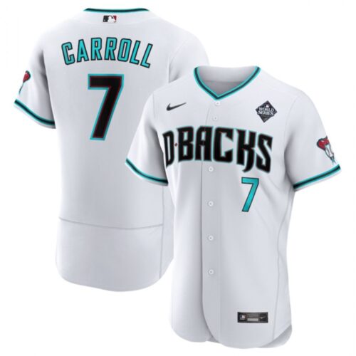 686351b406521_1 Men's Arizona Diamondbacks #7 Corbin Carroll White 2023 World Series Flex Base Stitched Jersey
