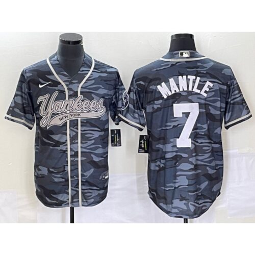 686351e452233_1 Men's New York Yankees #7 Mickey Mantle Gray Camo With Patch Cool Base Stitched Baseball Jersey