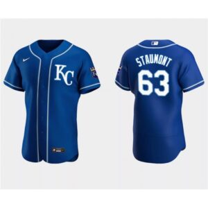68635253b5b67_1 Men's Kansas City Royals #63 Josh Staumont Royal Flex Base Stitched MLB Jersey