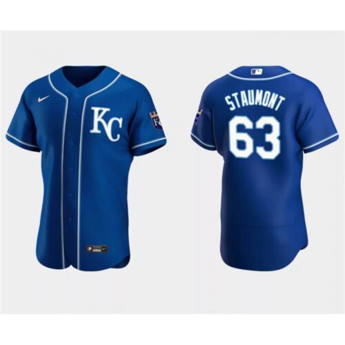 68635253b5b67_1 Men's Kansas City Royals #63 Josh Staumont Royal Flex Base Stitched MLB Jersey