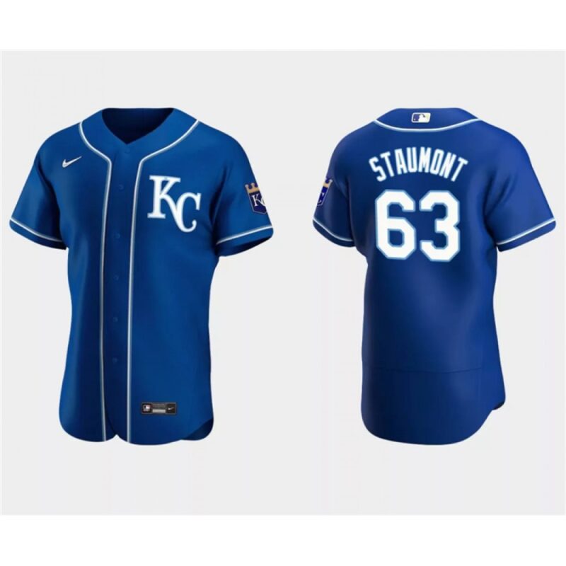 68635253b5b67_1 Men's Kansas City Royals #63 Josh Staumont Royal Flex Base Stitched MLB Jersey