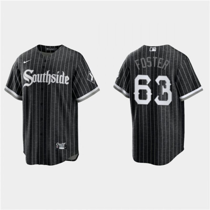 68635273a6af4_1 Men's Chicago White Sox #63 Matt Foster Black 2021 City Connect Cool Base Stitched Jersey