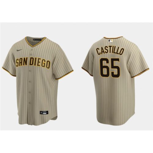 686352a07a70c_1 Men's San Diego Padres #65 Jose Castillo Tan Cool Base Stitched Jersey