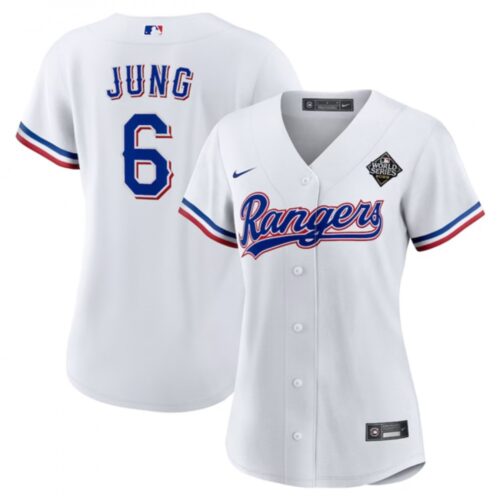 686352b1b506b_1 Women's Texas Rangers #6 Josh Jung White 2023 World Series Stitched Baseball Jersey(Run Small)