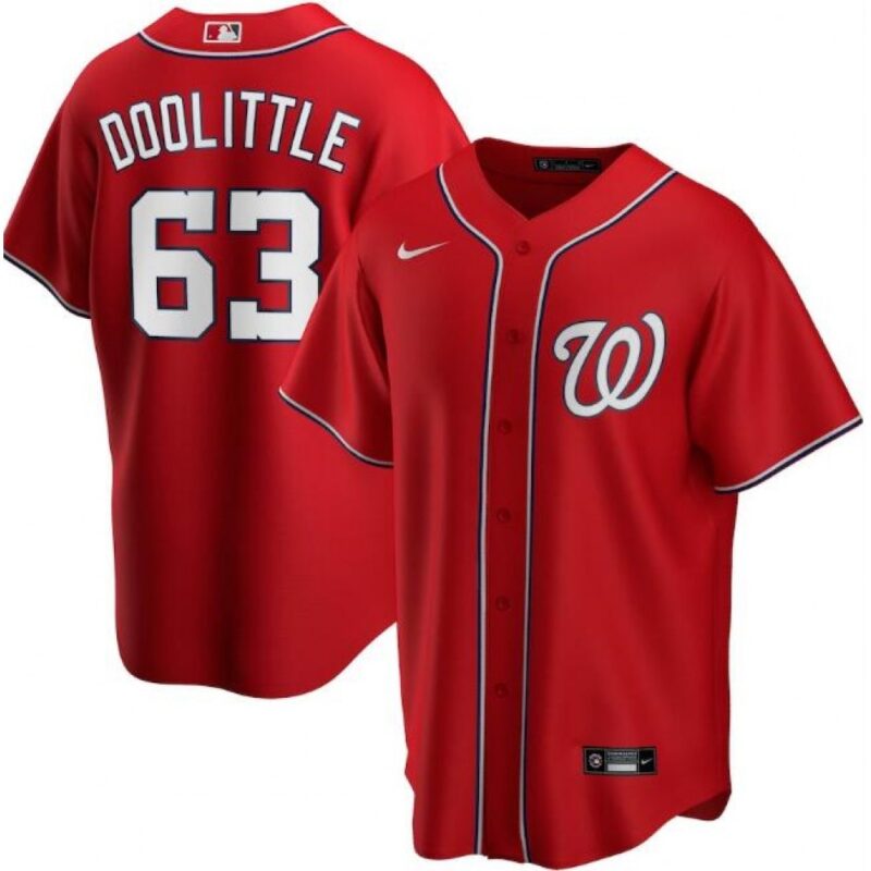 686352c1d3a18_1 Men's Washington Nationals #63 Sean Doolittle Red Cool Base Stitched Jersey