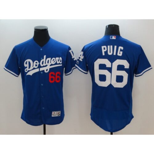 686352d04c8ea_1 Men's Los Angeles Dodgers #66 Yasiel Puig Blue Flexbase Stitched Jersey