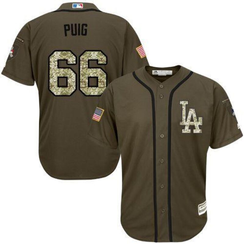 686352e09304a_1 Dodgers #66 Yasiel Puig Green Salute to Service Stitched MLB Jersey