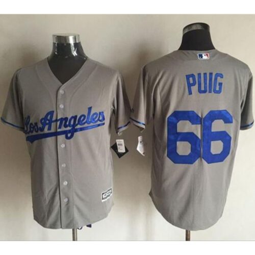 686352e7074b5_1 Dodgers #66 Yasiel Puig Grey New Cool Base Stitched MLB Jersey