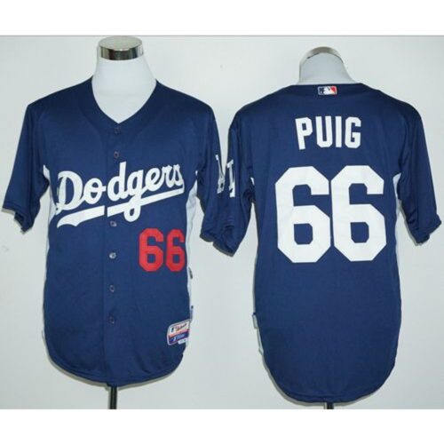 686352edaac42_1 Dodgers #66 Yasiel Puig Navy Blue Cooperstown Stitched MLB Jersey
