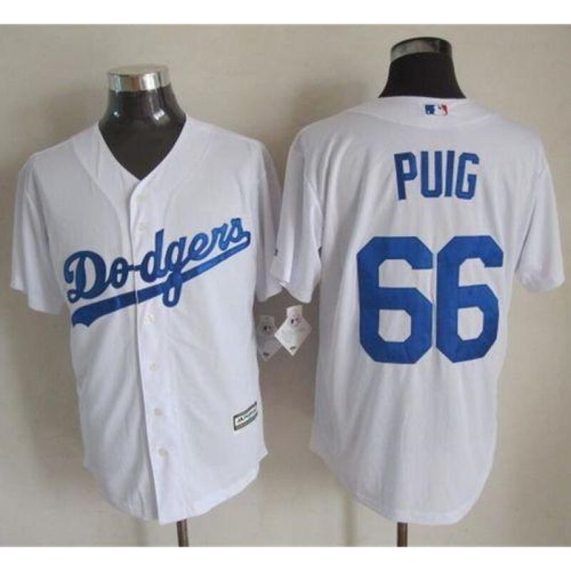 686352f49b7ff_1 Dodgers #66 Yasiel Puig White New Cool Base Stitched MLB Jersey