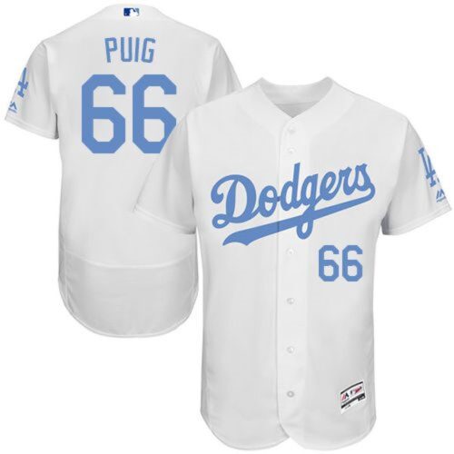 686352f816caa_1 Dodgers #66 Yasiel Puig White Flexbase Authentic Collection 2016 Father's Day Stitched MLB Jersey
