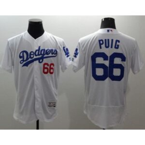 686352fb53103_1 Dodgers #66 Yasiel Puig White Flexbase Authentic Collection Stitched MLB Jersey