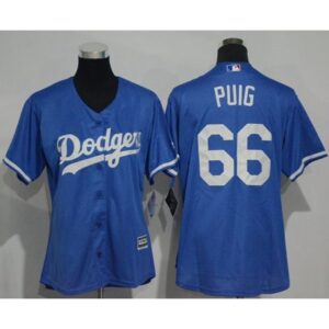 686352fee0728_1 Dodgers #66 Yasiel Puig Blue Alternate Women's Stitched MLB Jersey