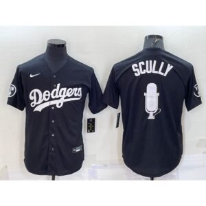 6863531ee8c5f_1 Men's Los Angeles Dodgers #67 Vin Scully Black Big Logo With Vin Scully Patch Stitched Jersey