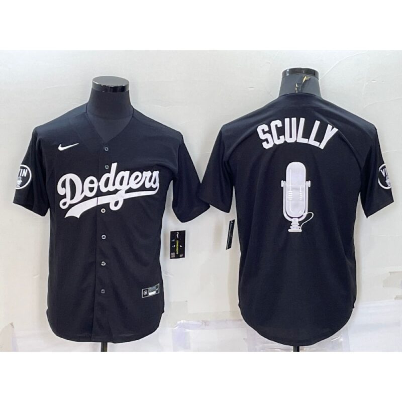6863531ee8c5f_1 Men's Los Angeles Dodgers #67 Vin Scully Black Big Logo With Vin Scully Patch Stitched Jersey