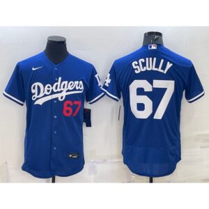 686353224a812_1 Men's Los Angeles Dodgers #67 Vin Scully Blue Flex Base Stitched Baseball Jersey