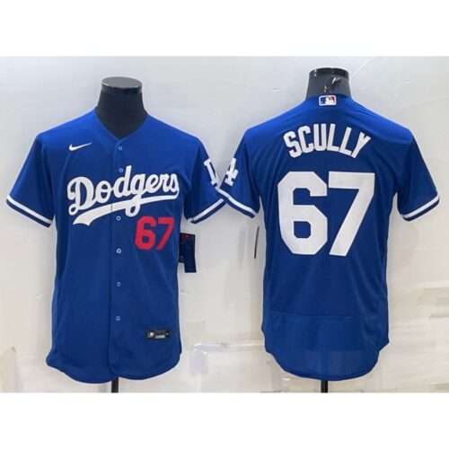 686353224a812_1 Men's Los Angeles Dodgers #67 Vin Scully Blue Flex Base Stitched Baseball Jersey