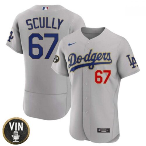6863532c3594e_1 Men's Los Angeles Dodgers #67 Vin Scully 2022 Grey Vin Scully Patch Flex Base Stitched Baseball Jersey