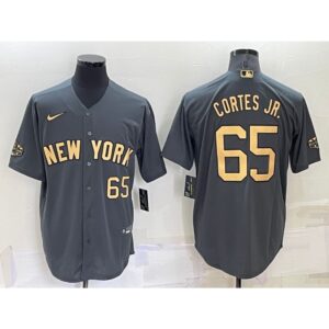 6863534379a32_1 Men's New York Yankees #65 Nestor Cortes Jr. 2022 All-Star Charcoal Cool Base Stitched Baseball Jersey