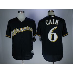 686353802f47c_1 Men's Milwaukee Brewers #6 Lorenzo Cain navy Coolbase Stitched MLB Jersey