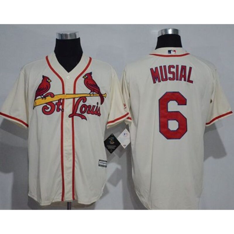 686353960c346_1 Cardinals #6 Stan Musial Cream New Cool Base Stitched MLB Jersey