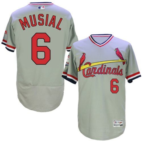 686353ad0e615_1 Cardinals #6 Stan Musial Grey Flexbase Authentic Collection Cooperstown Stitched MLB Jersey
