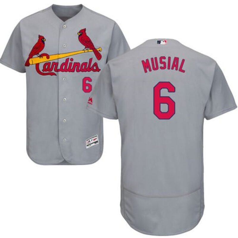 686353b38327f_1 Cardinals #6 Stan Musial Grey Flexbase Authentic Collection Stitched MLB Jersey