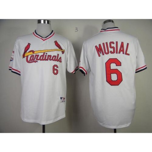 686353d0dc257_1 Cardinals #6 Stan Musial White 1982 Turn Back The Clock Stitched MLB Jersey