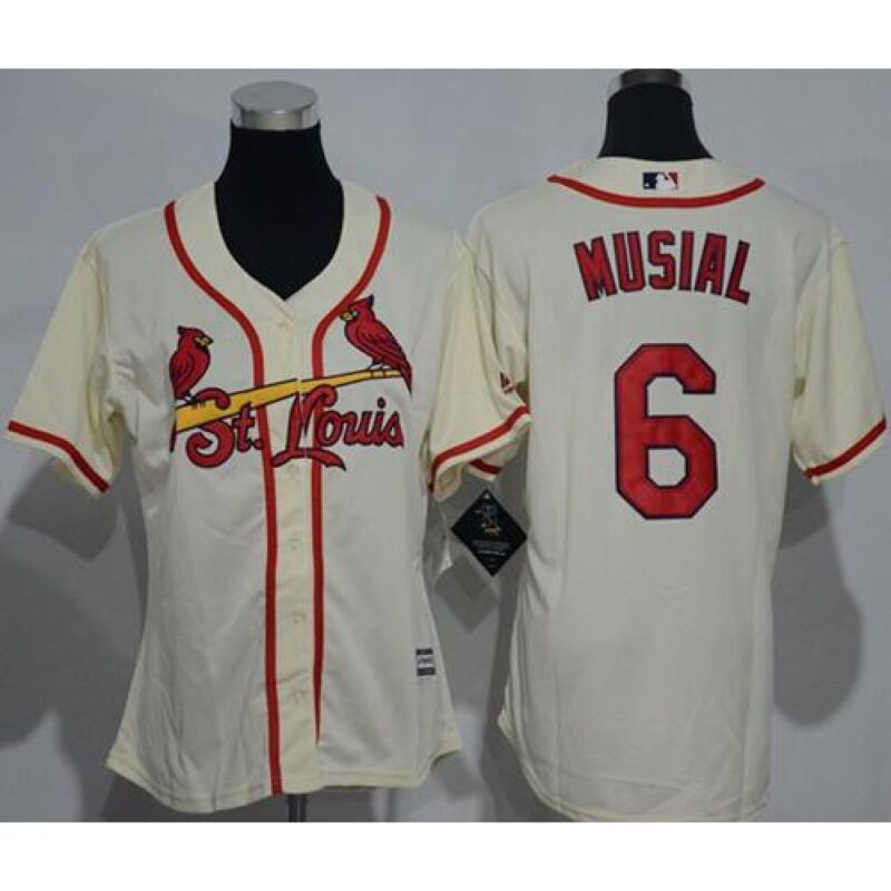 686353e82c300_1 Cardinals #6 Stan Musial Cream Alternate Women's Stitched MLB Jersey