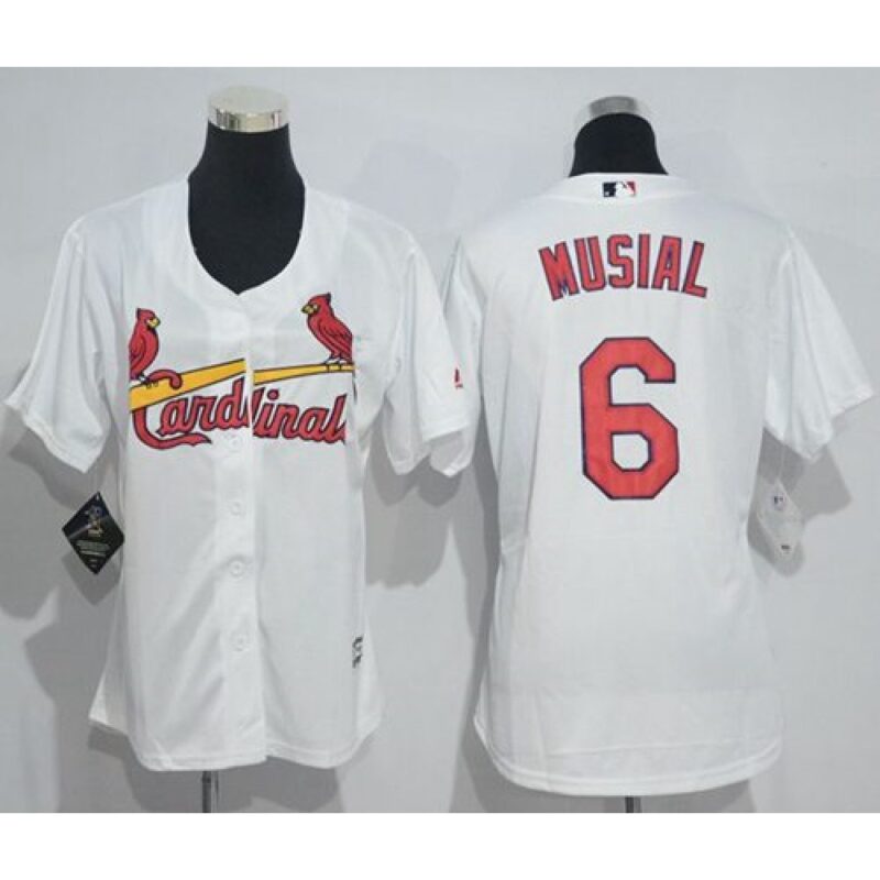 686353ed8300f_1 Cardinals #6 Stan Musial White Women's Home Stitched MLB Jersey