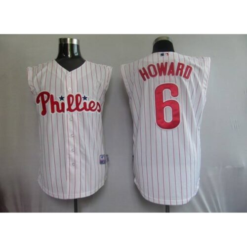 6863540719b7f_1 Phillies #6 Ryan Howard White(Red Strip) Vest Style Stitched MLB Jersey