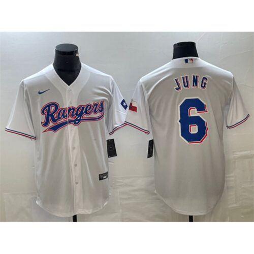 686354175ffa4_1 Men's Texas Rangers #6 Josh Jung White With Patch Cool Base Stitched Baseball Jersey