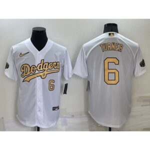 68635462a6da9_1 Men's Los Angeles Dodgers #6 Trea Turner 2022 All-Star White Cool Base Stitched Baseball Jersey