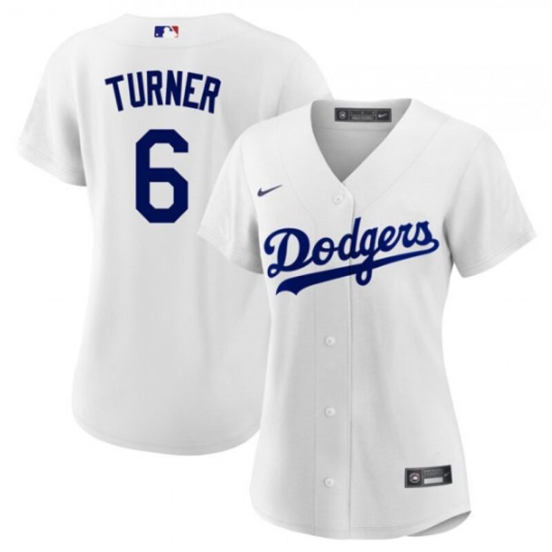 6863546ce46f9_1 Women's Los Angeles Dodgers #6 Trea Turner White Stitched Baseball Jersey(Run Small)
