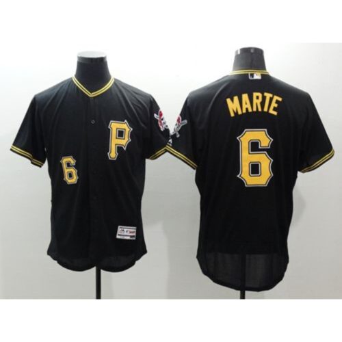 68635479d1c7c_1 Pirates #6 Starling Marte Black Flexbase Authentic Collection Stitched MLB Jersey