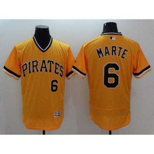 6863548d79e8a_1 Pirates #6 Starling Marte Gold Flexbase Authentic Collection Stitched MLB Jersey