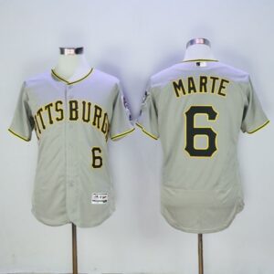 6863549792a6e_1 Pirates #6 Starling Marte Grey Flexbase Authentic Collection Stitched MLB Jersey