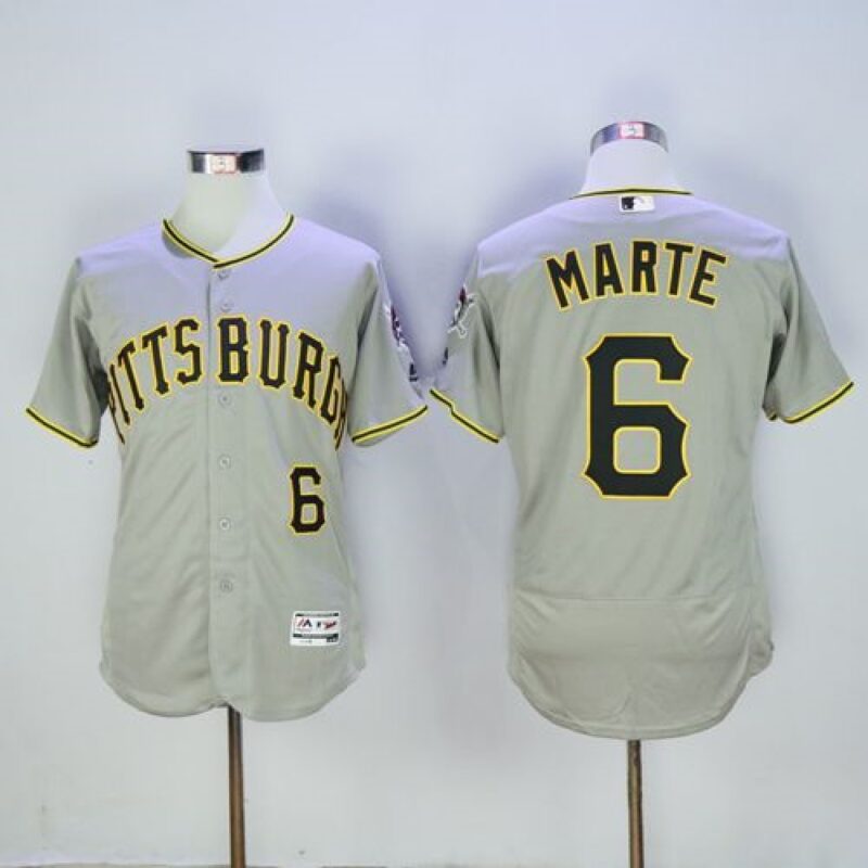 6863549792a6e_1 Pirates #6 Starling Marte Grey Flexbase Authentic Collection Stitched MLB Jersey