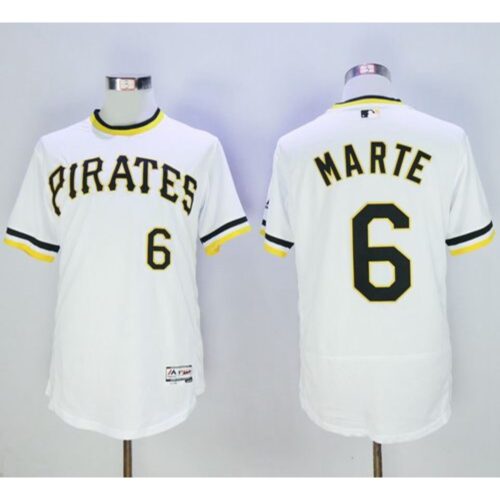686354a45d6fc_1 Pirates #6 Starling Marte White Flexbase Authentic Collection Cooperstown Stitched MLB Jersey