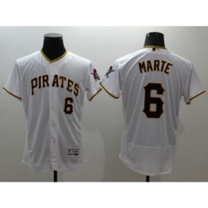686354a780c0c_1 Pirates #6 Starling Marte White Flexbase Authentic Collection Stitched MLB Jersey
