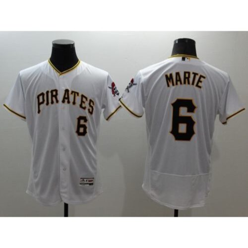686354a780c0c_1 Pirates #6 Starling Marte White Flexbase Authentic Collection Stitched MLB Jersey