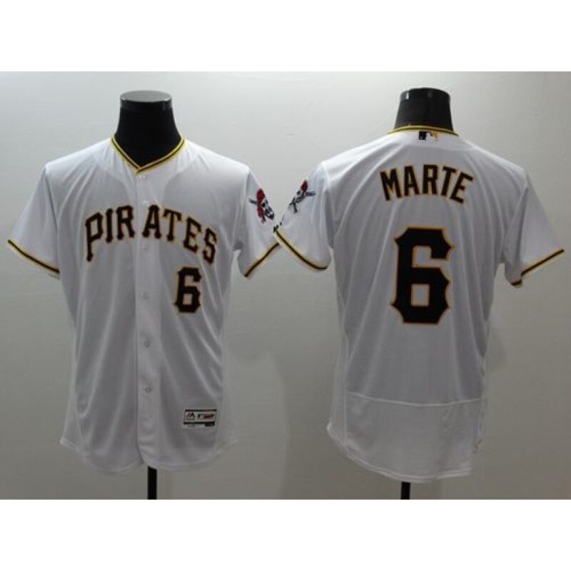 686354a780c0c_1 Pirates #6 Starling Marte White Flexbase Authentic Collection Stitched MLB Jersey