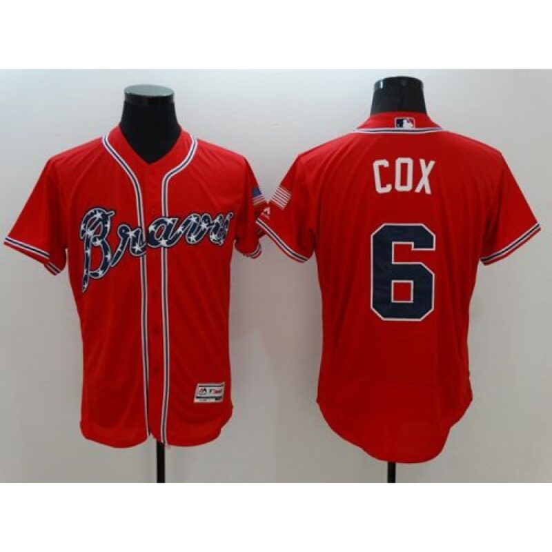 686354d7a9148_1 Braves #6 Bobby Cox Red Flexbase Authentic Collection Stitched MLB Jersey