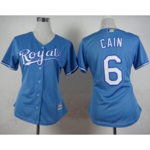 686354e47d384_1 Royals #6 Lorenzo Cain Light Blue Alternate 1 Women's Stitched MLB Jersey