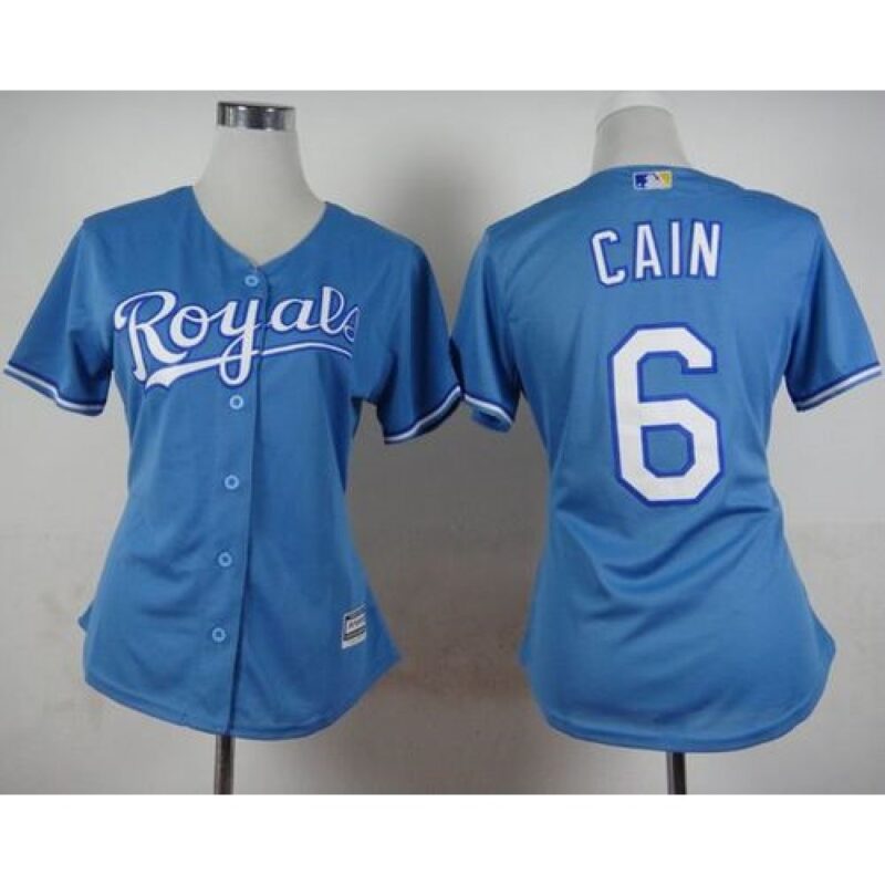 686354e47d384_1 Royals #6 Lorenzo Cain Light Blue Alternate 1 Women's Stitched MLB Jersey
