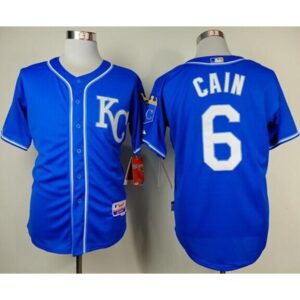 686354e71053f_1 Royals #6 Lorenzo Cain Light Blue Alternate 2 Cool Base Stitched MLB Jersey
