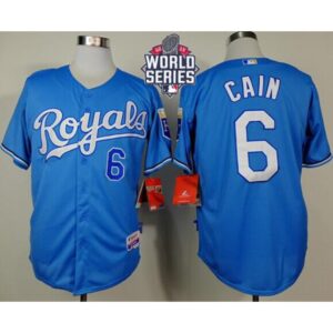 686354f14a003_1 Royals #6 Lorenzo Cain Light Blue Alternate Cool Base W/2015 World Series Patch Stitched MLB Jersey