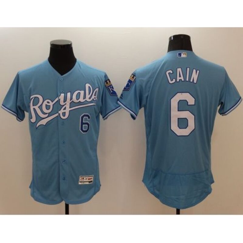 686354fb18974_1 Royals #6 Lorenzo Cain Light Blue Flexbase Authentic Collection Stitched MLB Jersey