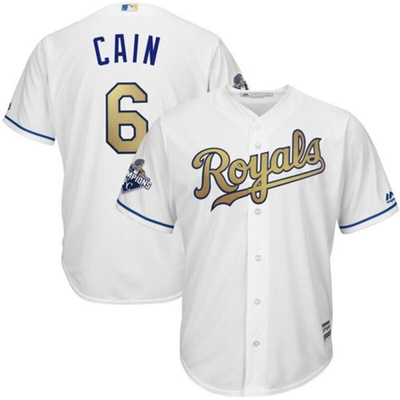 6863550789ea1_1 Royals #6 Lorenzo Cain White 2015 World Series Champions Gold Program Cool Base Stitched Youth MLB Jersey