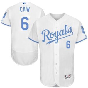 6863551f66bbb_1 Royals #6 Lorenzo Cain White Flexbase Authentic Collection 2016 Father's Day Stitched MLB Jersey